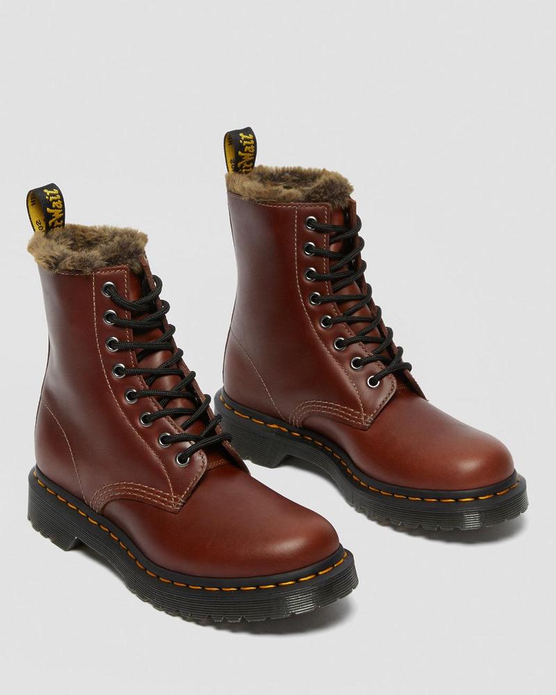 Dr Martens 1460 Serena Faux Fur Gevoerde Winterschoenen Dames Bruin | NL 506QMA